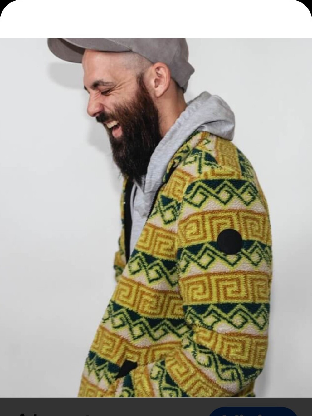 American Eagle Green & Yellow Patterned Fleece Zip-Up Jacket Mens